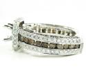 Ladies 14k white gold champagne & white diamond semi mount ring 3.68ct