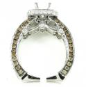 Ladies 14k white gold champagne & white diamond semi mount ring 3.68ct