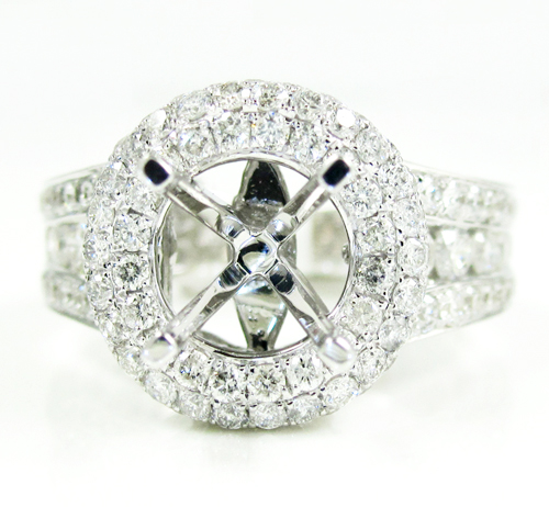 Ladies 14k white gold diamond semi mount ring 3.39ct