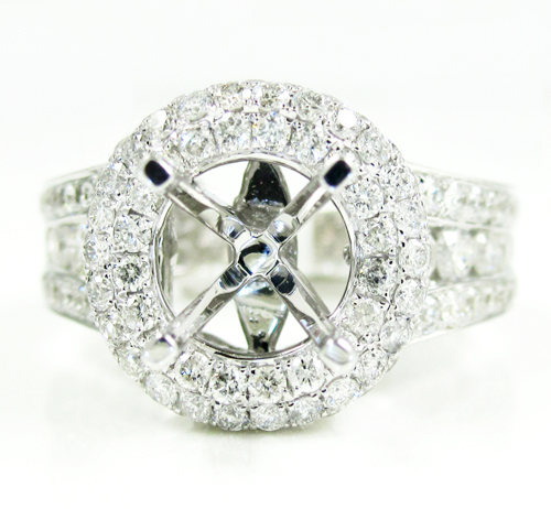 Ladies 14k white gold diamond semi mount ring 3.39ct - Image 3