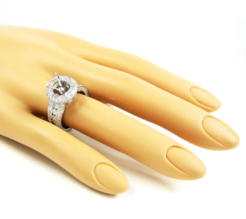 Ladies 14k white gold diamond semi mount ring 3.39ct