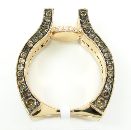 Ladies 14k rose gold champagne & white diamond semi mount ring 3.19ct - Image 5