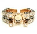 Ladies 14k rose gold champagne & white diamond semi mount ring 3.19ct