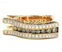 Ladies 14k rose gold champagne & white diamond semi mount ring 3.19ct