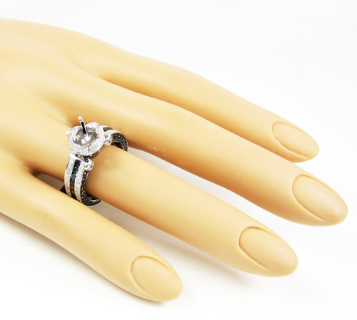 Ladies 14k white gold black & white diamond semi mount ring 2.80ct - Image 5