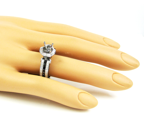 Ladies 14k white gold black & white diamond semi mount ring 2.80ct - Image 6