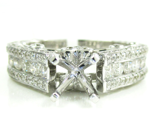 Ladies 14k white gold diamond semi mount ring 2.17ct