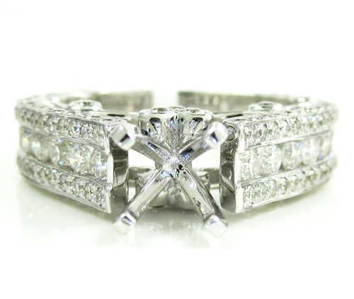 Ladies 14k white gold diamond semi mount ring 2.17ct - Image 2
