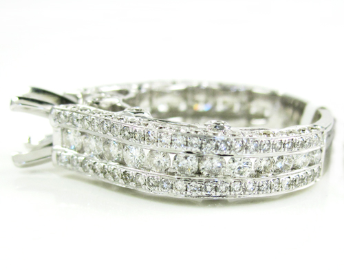 Ladies 14k white gold diamond semi mount ring 2.17ct