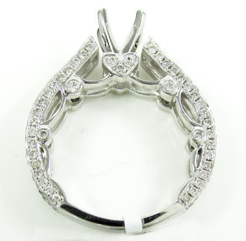 Ladies 14k white gold diamond semi mount ring 2.17ct