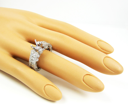 Ladies 14k white gold diamond semi mount ring 2.17ct