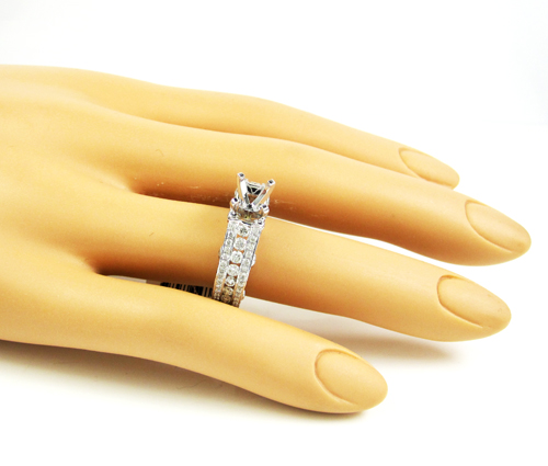 Ladies 14k white gold diamond semi mount ring 2.17ct