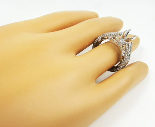 Ladies 14k white gold diamond semi mount ring 2.17ct