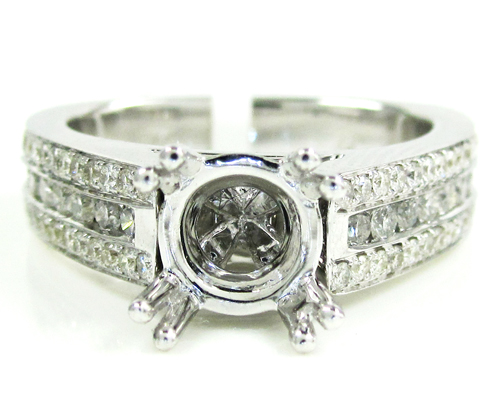 Ladies 14k white gold diamond semi mount ring 1.06ct