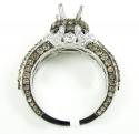 Ladies 14k white gold champagne & white diamond semi mount ring 2.25ct