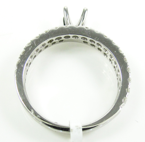 Ladies 14k white gold round diamond semi mount ring set 1.13ct