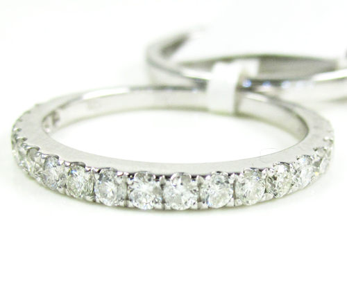 Ladies 14k white gold round diamond semi mount ring set 1.13ct