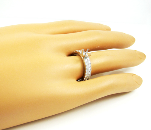Ladies 14k white gold round diamond semi mount ring set 1.13ct - Image 9