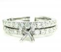 Ladies 14k white gold round diamond semi mount ring set 1.13ct