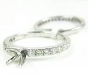 Ladies 14k white gold round diamond semi mount ring set 1.13ct