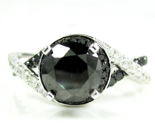 Ladies 14k white gold black diamond engagement ring 2.36ct - Image 2
