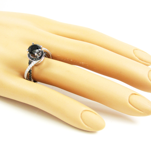 Ladies 14k white gold black diamond engagement ring 2.36ct - Image 5