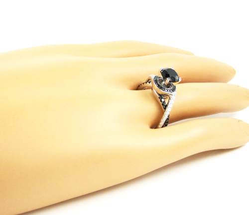 Ladies 14k white gold black diamond engagement ring 2.36ct