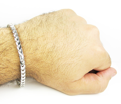 10k white gold solid franco link bracelet 8.75 inches 5.25mm