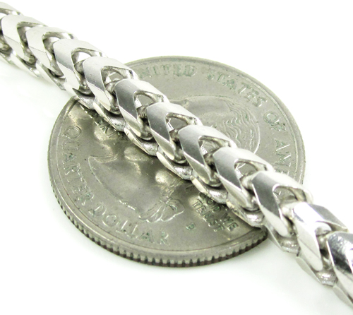 10k white gold solid franco link bracelet 9 inches 4.4mm