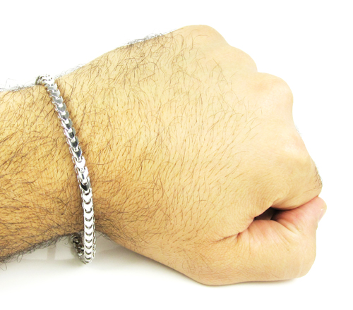 10k white gold solid franco link bracelet 9 inches 4.4mm - Image 5