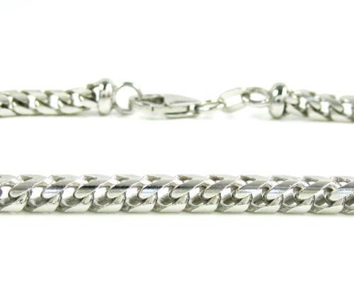 10k white gold solid franco link bracelet 8.50 inches 3.65mm