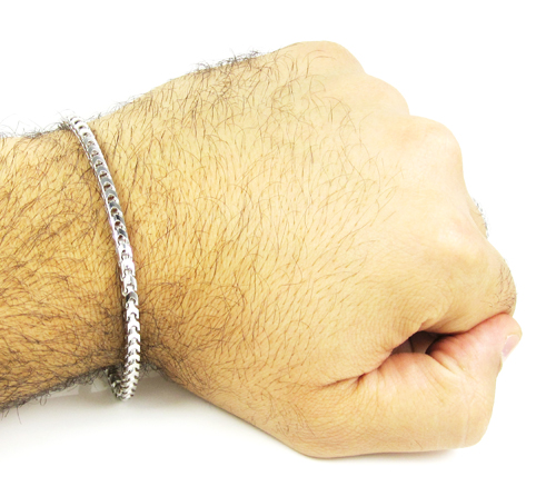 10k white gold solid franco link bracelet 8.50 inches 3.65mm - Image 5