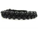 Macramé matte & glossy black onyx smooth bead double rope bracelet