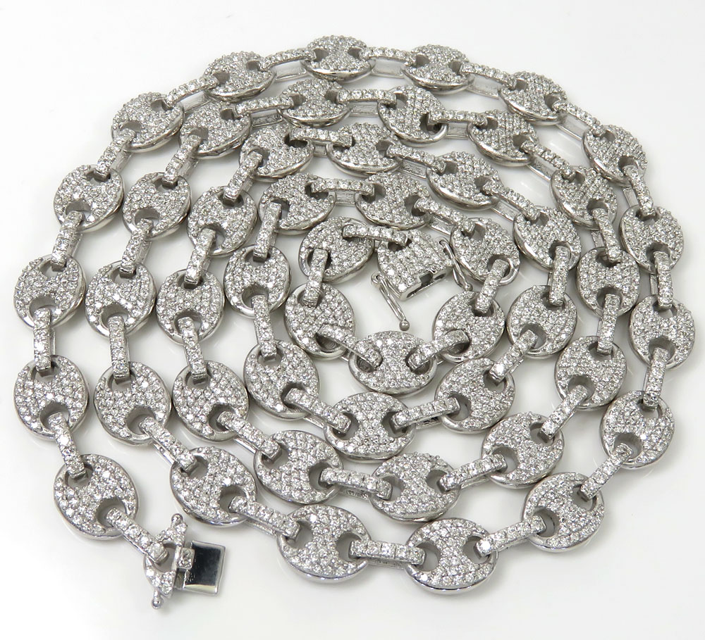 Buy Mens 14k White Gold Diamond Gucci 9mm Link Chain 18-30 Inches 12.50ct  Online at SO ICY JEWELRY