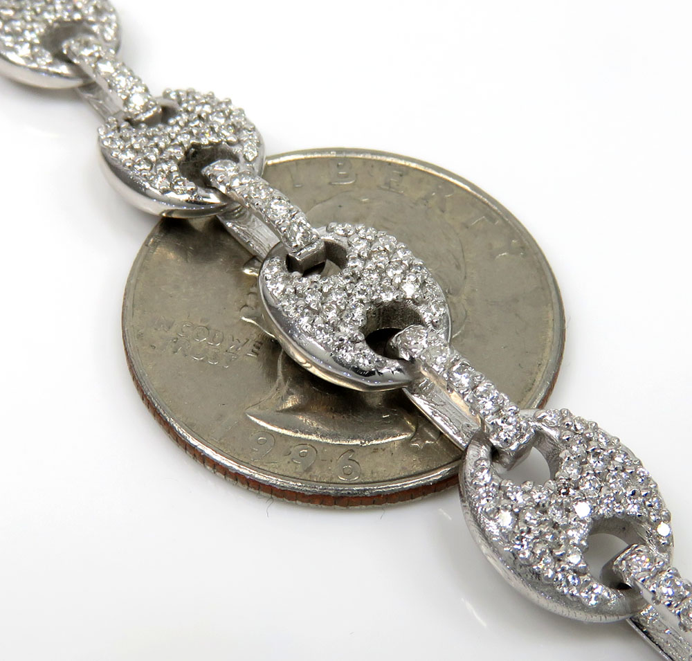 Mens 14K White Gold Diamond Gucci 9mm Link Chain 11.68CT