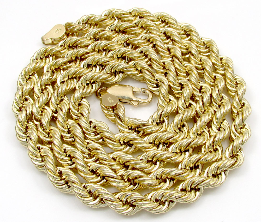 10k yellow gold smooth rope chain 20-30 inch 5mm