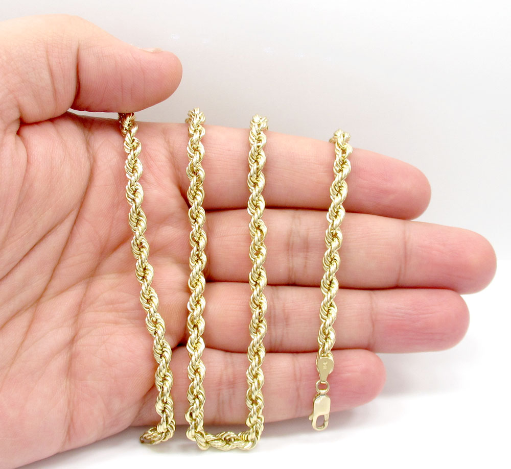 10k yellow gold smooth rope chain 20-30 inch 5mm