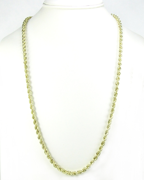 10k yellow gold smooth rope chain 20-30 inch 5mm