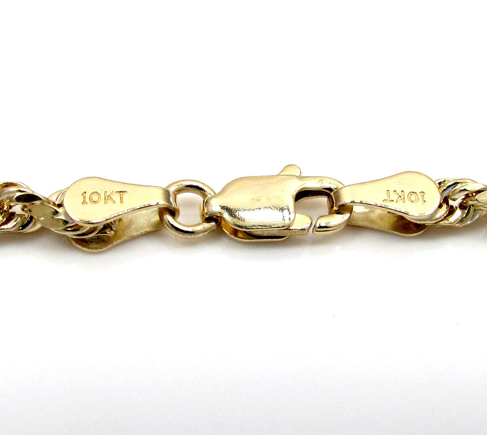 10k yellow gold skinny diamond cut rope chain 16-30 inch 2.50mm