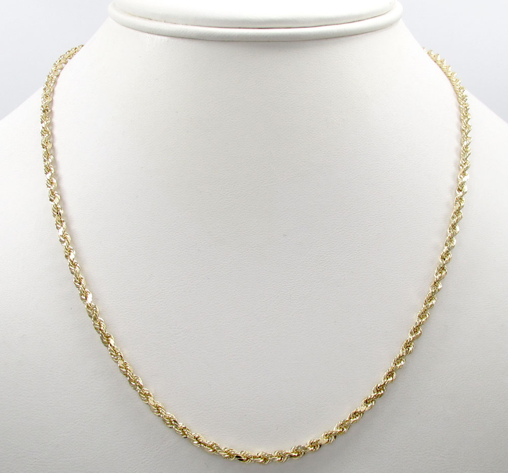 10k yellow gold skinny diamond cut rope chain 16-30 inch 2.50mm