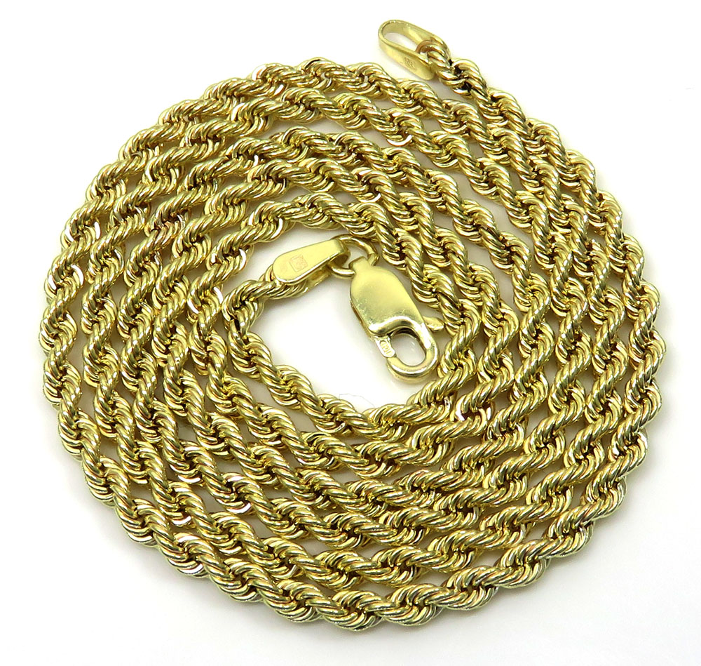 10k yellow gold skinny rope chain 16-24 inch 2.40mm - Image 2