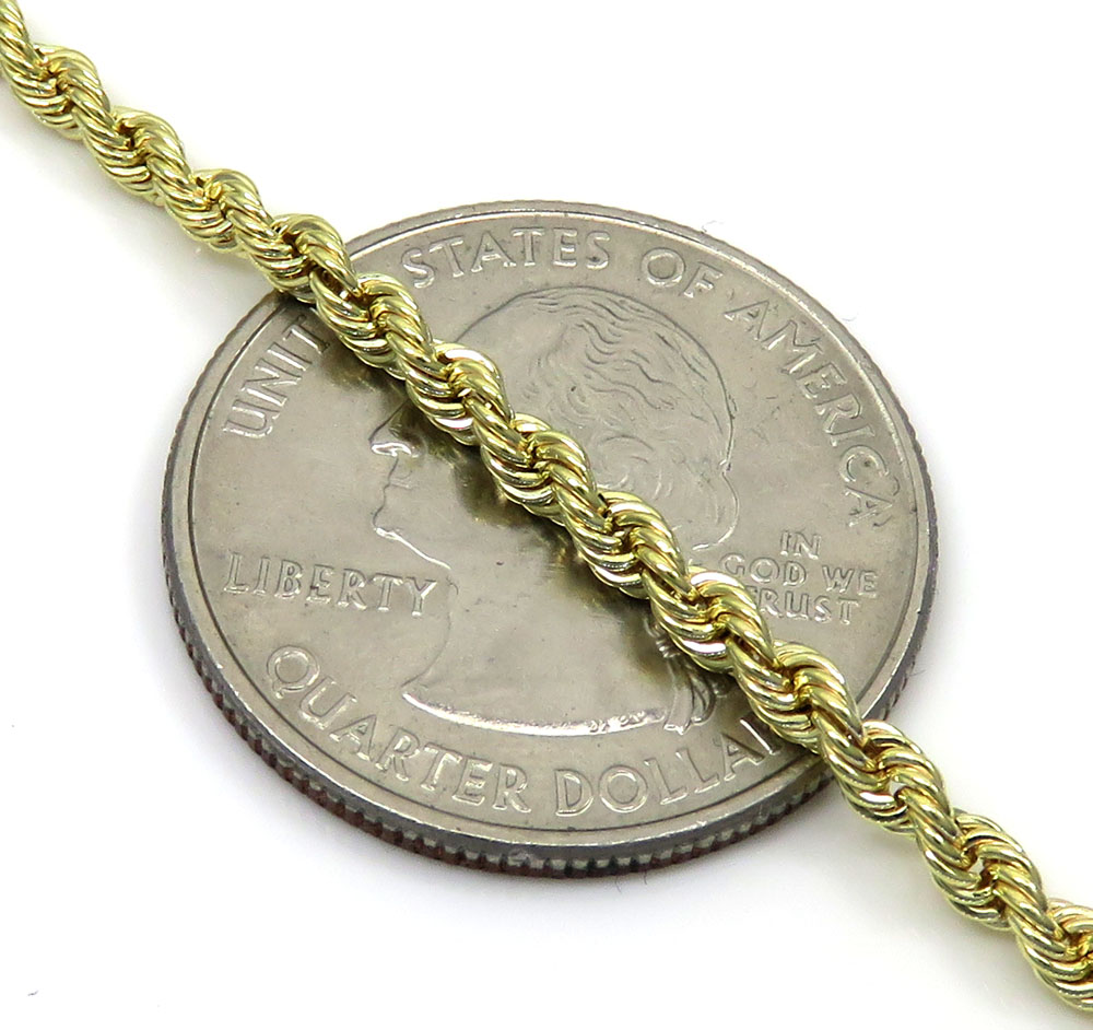 10k yellow gold skinny rope chain 16-24 inch 2.40mm - Image 3