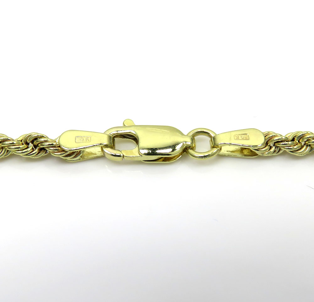 10k yellow gold skinny rope chain 16-24 inch 2.40mm