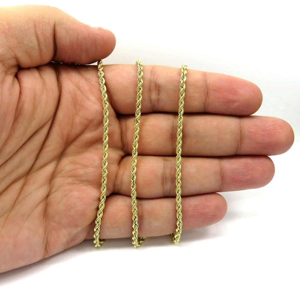 10k yellow gold skinny rope chain 16-24 inch 2.40mm - Image 5