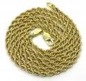 10k yellow gold skinny rope chain 16-24 inch 2.40mm