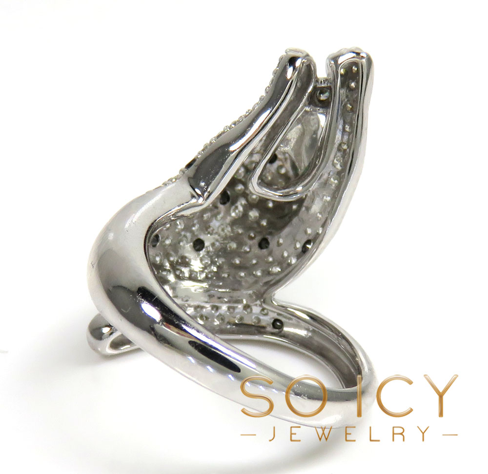 Ladies 14k white gold diamond panther ring 1.90ct