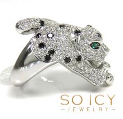Ladies 14k white gold diamond panther ring 1.90ct