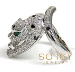 Ladies 14k white gold diamond panther ring 1.90ct