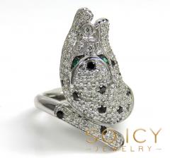 Ladies 14k white gold diamond panther ring 1.90ct