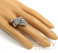 Ladies 14k white gold diamond panther ring 1.90ct